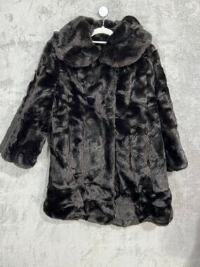 VTG Tissavel France Faux Mink Fur Coat Large Brown Union Made Glam Luxury